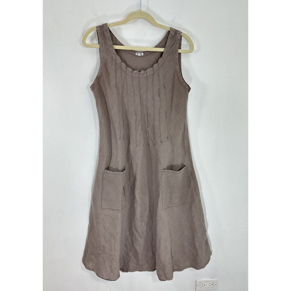Puro Lino Italian 100% Linen Lagenlook Beige Dress